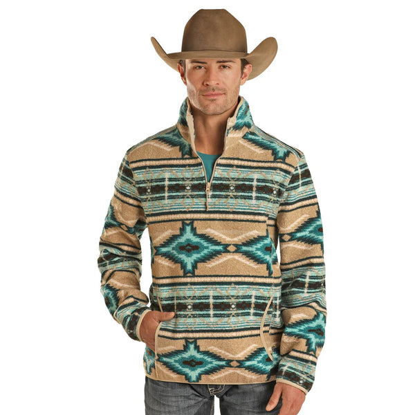 **FINAL SALE** ‘’RIOS’’ Rock & Roll Cowboy Men's Aztec Berber Pullover