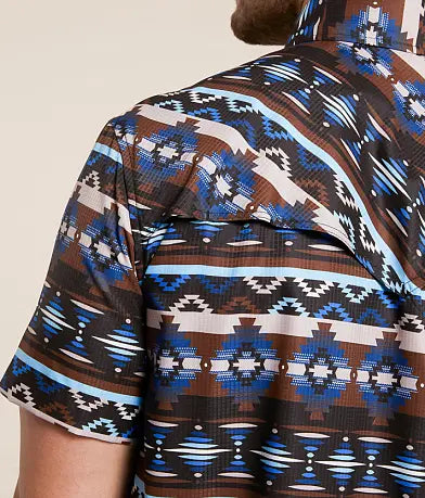 Rock&Roll Aztec Print Tek SS Snap - Brown/Blue
