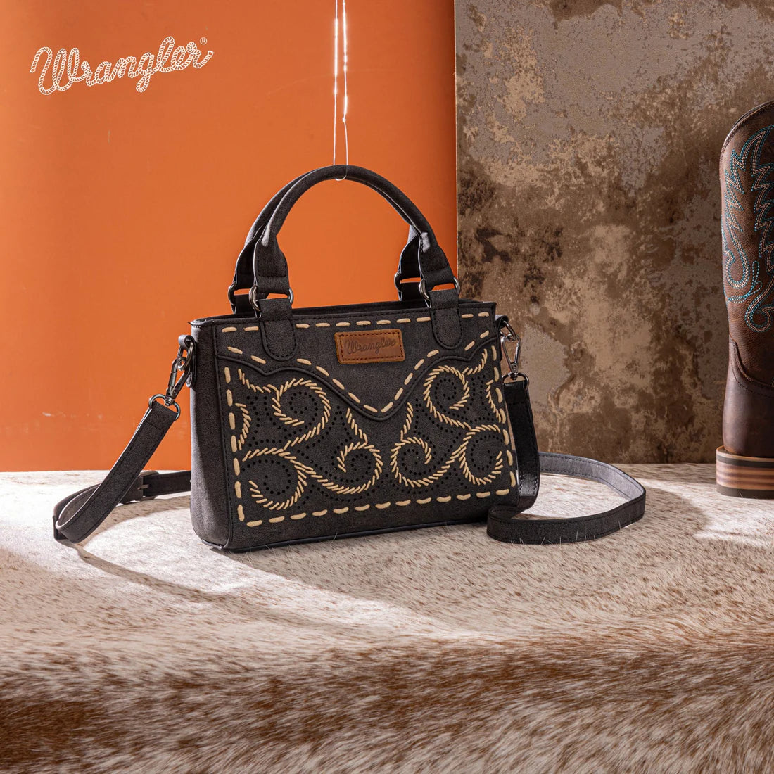 Wrangler Embroidered Swirl Mini Satchel/Crossbody