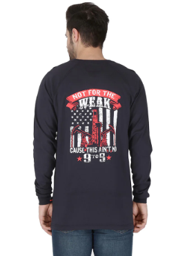 Forge Fr Men's Graphic Printed Navy Long Sleeve T-shirt