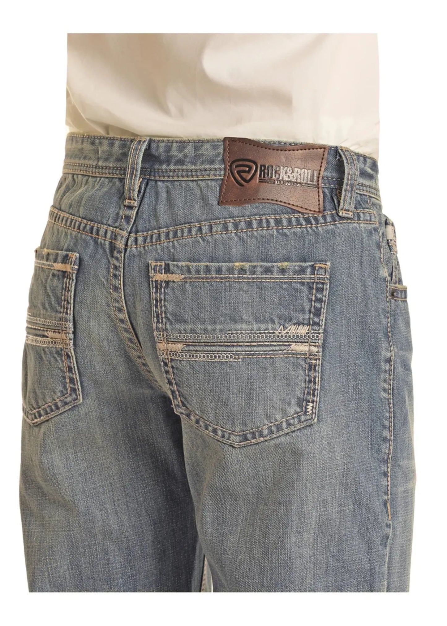 Rock & Roll Men's Relaxed Bootcut Light Wash Jeans