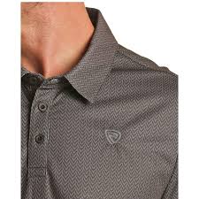 ROCK&ROLL SS MICRO PRINT POLO - BLACK