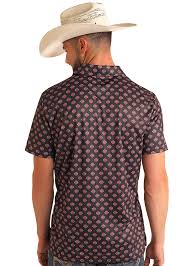 ROCK&ROLL AZTEC PRINTED POLO - BLACK