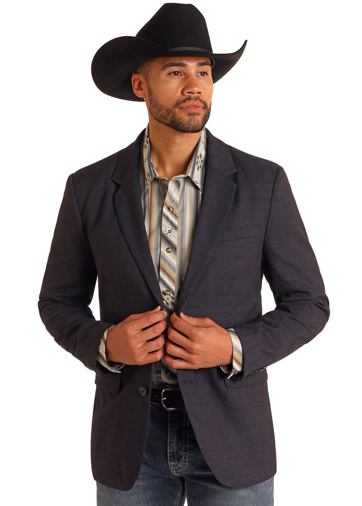 Rock & Roll Denim Plaid Blazer