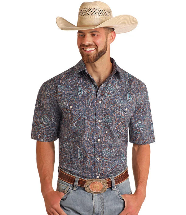 Panhandle Slim Aztec S/S - Light Navy