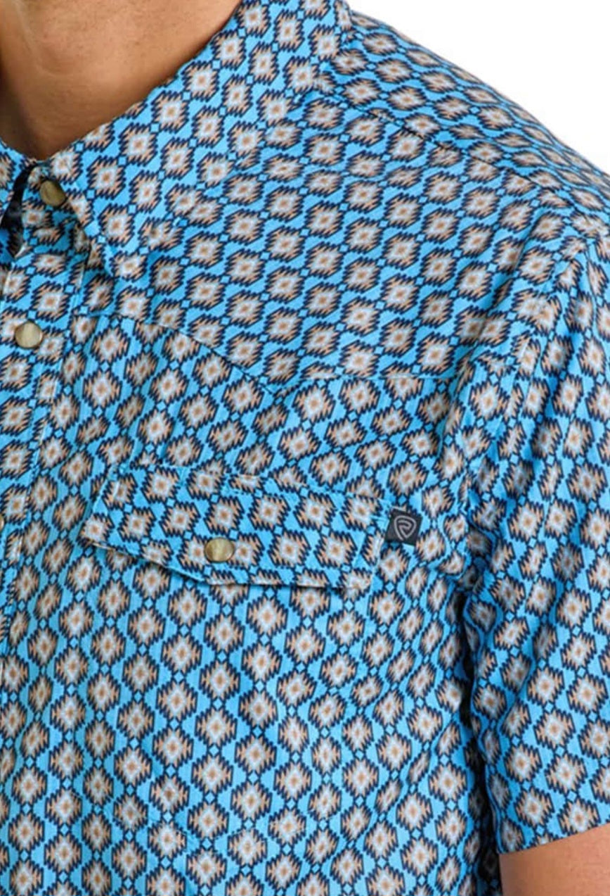 Rock&Roll Aztec Tek Western Snap - Blue