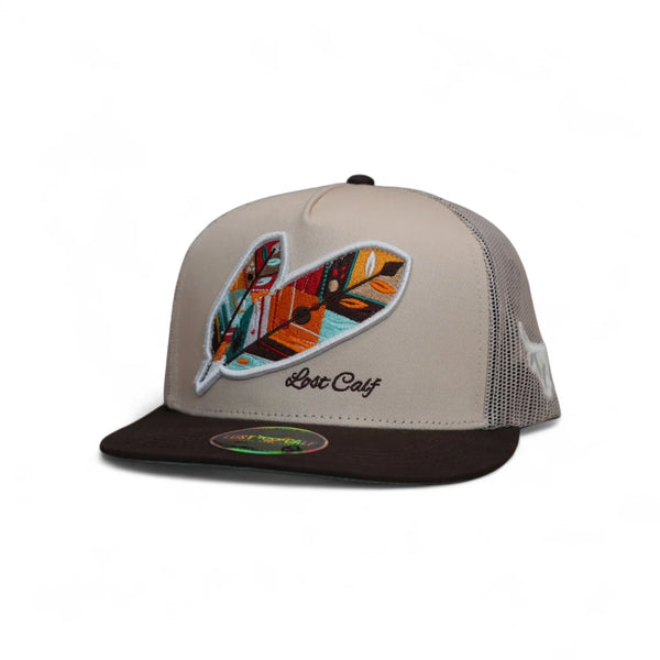 Lost Calf Tribe Patch Brown Flat Bill Trucker Hat