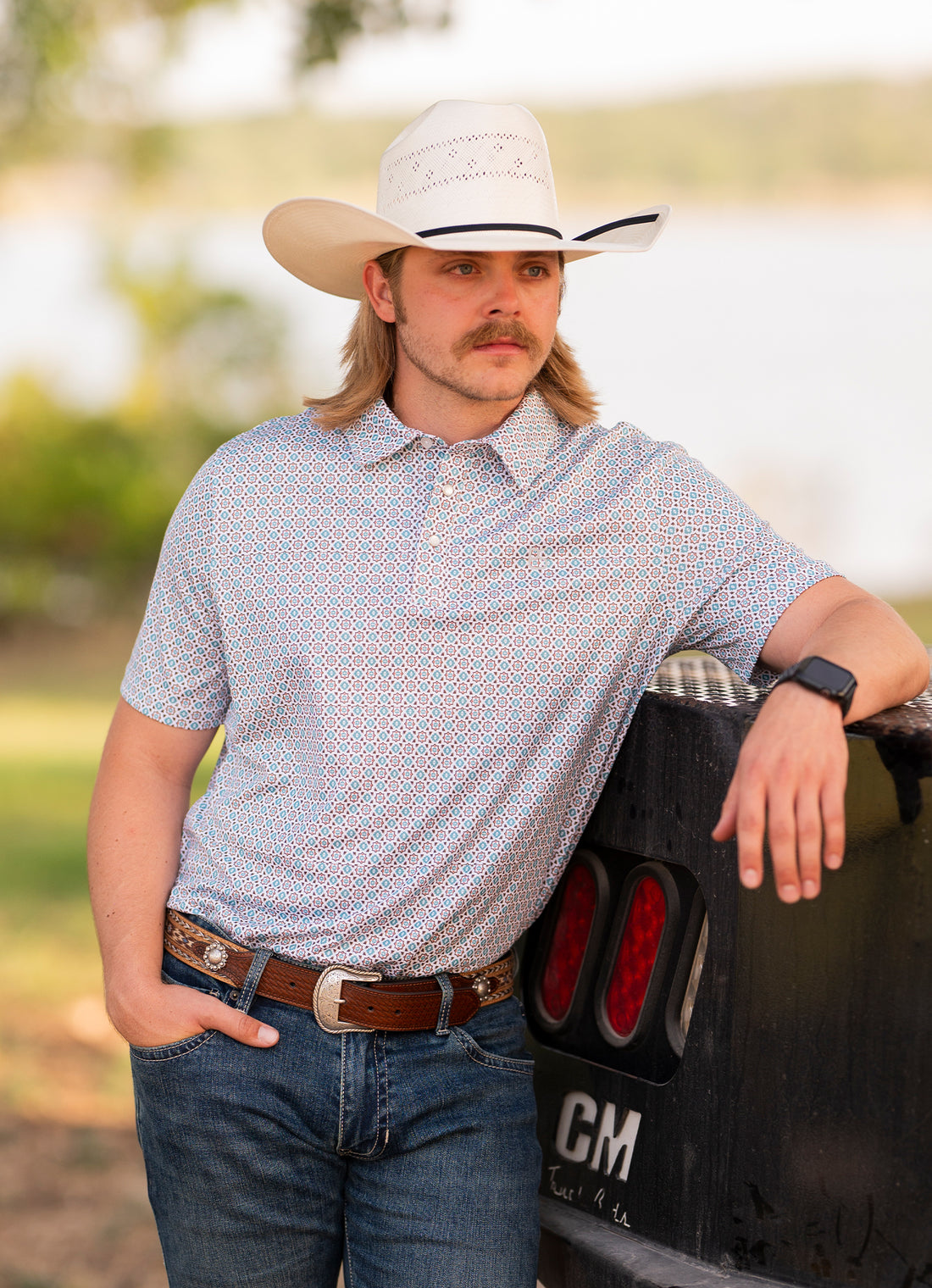 Panhandle SS Polo Snap - Turquoise