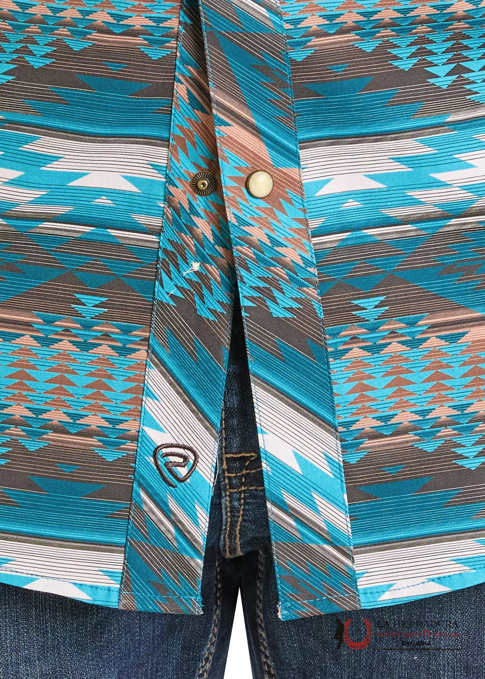 Rock&Roll Aztec Print SS Snap Button Down