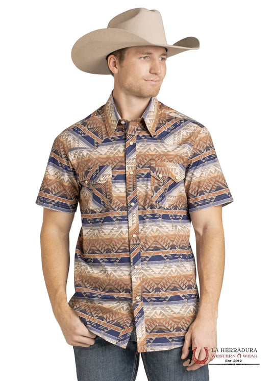ROCK&ROLL MENS AZTEC PRINT SHORT SLEEVE SHIRTS