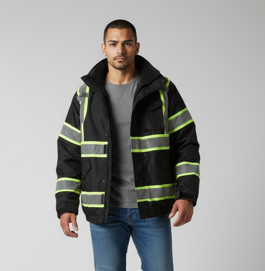 Waterproof Safety Jackets with Sherpa Linnig