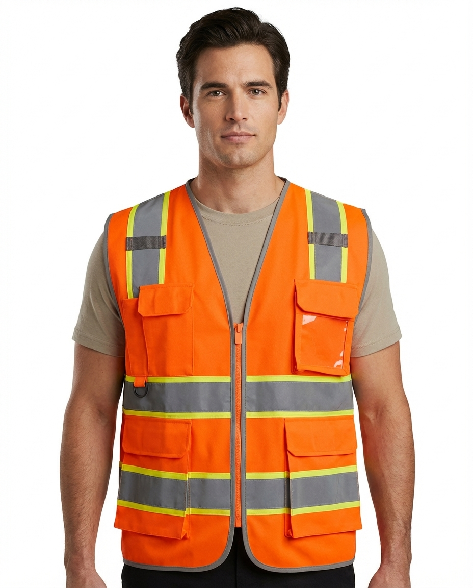 Tu Glow Grey Piping Safety Vest
